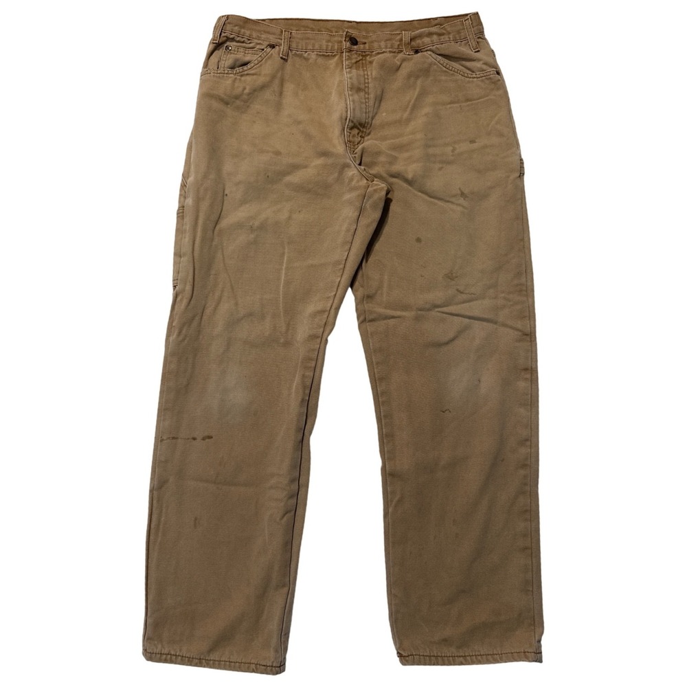 Vintage Dickies brown canvas carpenter utility work wear pants - 38x34